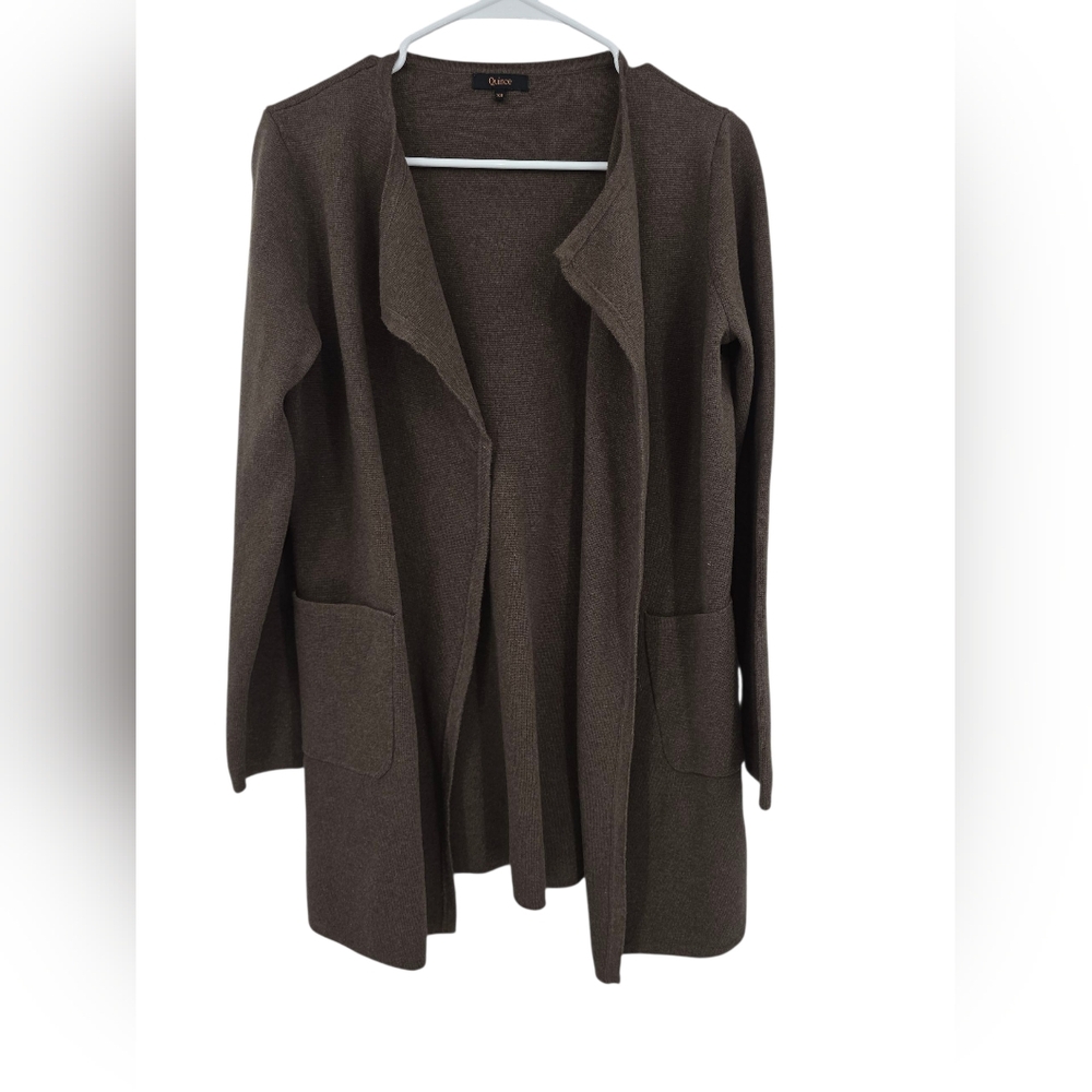 Quince Organic Cotton Knit Coat Heather Brown XS